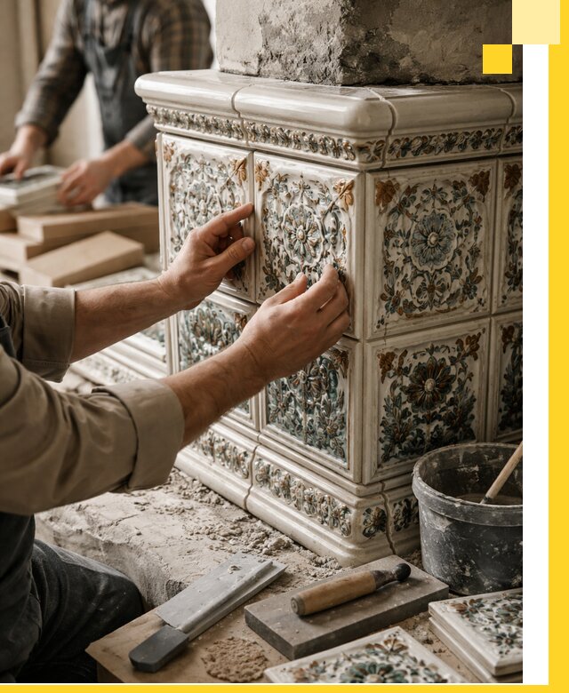 Изразцовые камины под ключ в Горячем Ключе: проект и монтаж