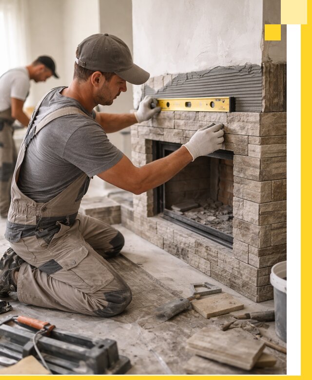 Облицовка каминов в Горячем Ключе, монтаж и отделка натуральным камнем