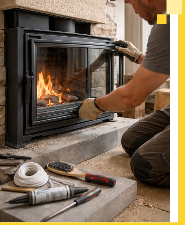 Производство, монтаж и доставка каминов со стеклом в Горячем Ключе