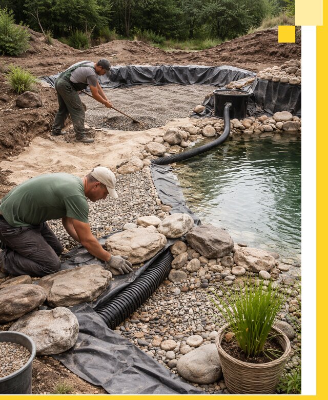 Строительство природных бассейнов и озер в Горячем Ключе под ключ