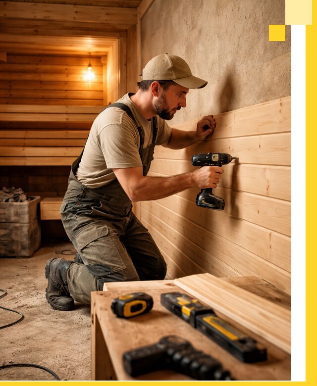 Профессиональная внутренняя отделка бани в Горячем Ключе под ключ