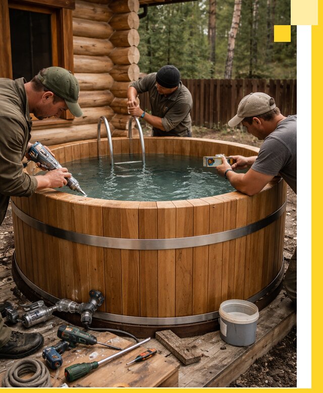 Строительство бань с купелью под ключ и отделкой в Горячем Ключе