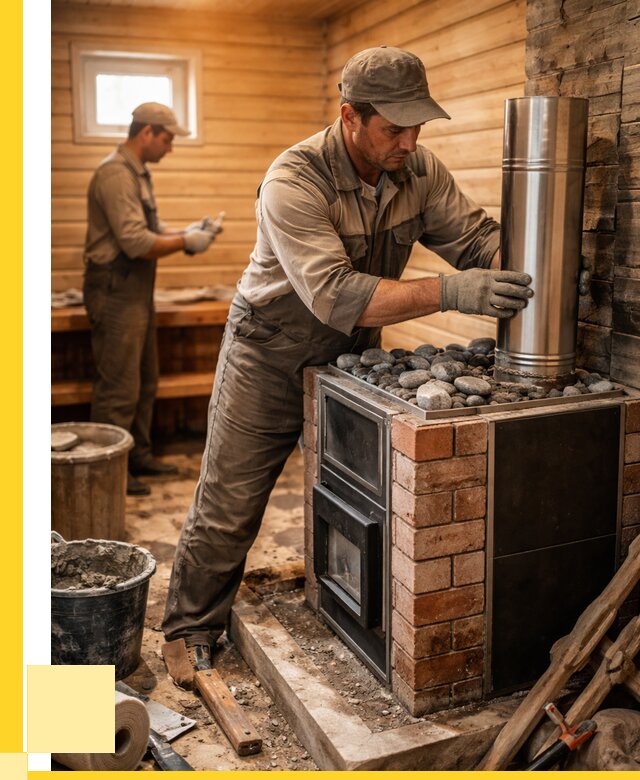 Монтаж печи в бане под ключ в Горячем Ключе от 20666 р. | ЭриданГрч