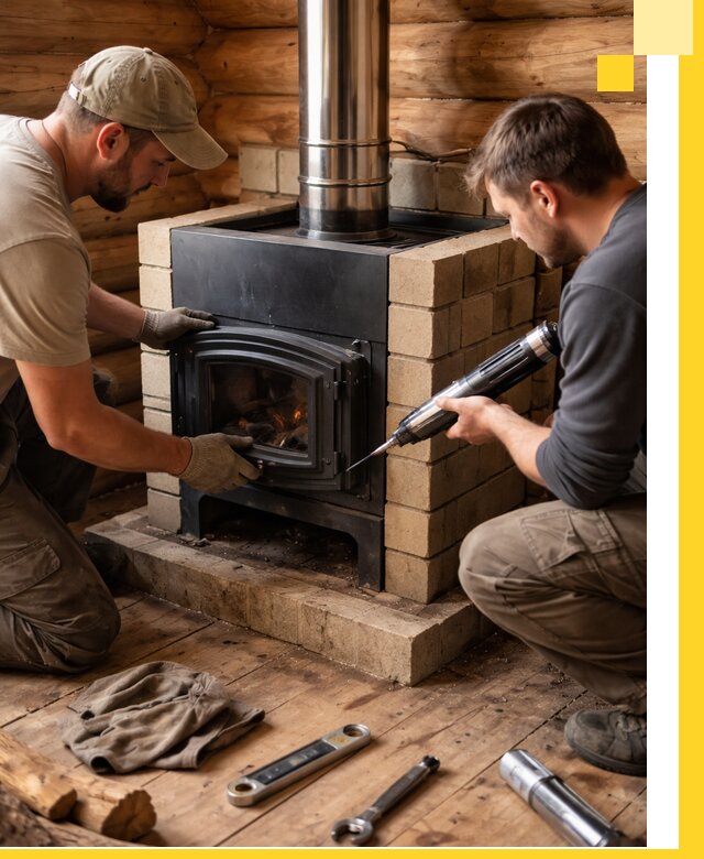 Монтаж и установка печи в бане под ключ с гарантией в Горячем Ключе