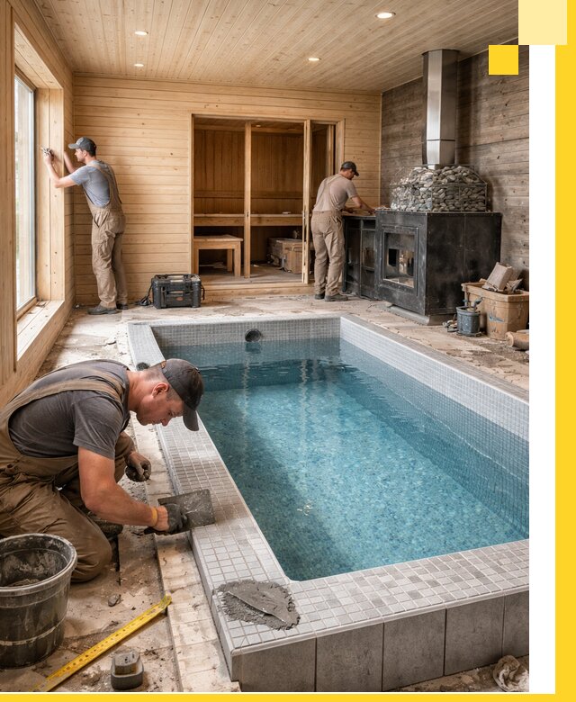 Проект бани с бассейном и сауной в Горячем Ключе под ключ