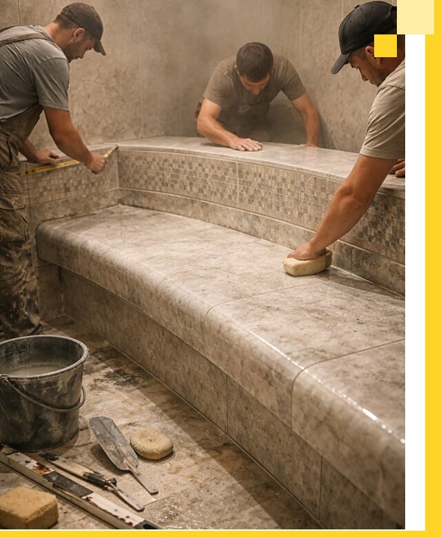 Изготовление и установка сидений для хамама в Горячем Ключе