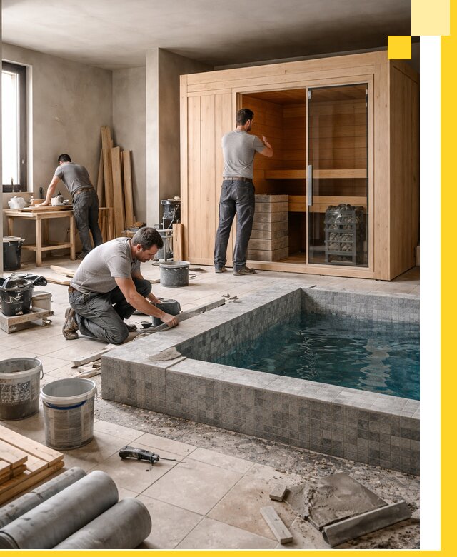 SPA зоны под ключ с бассейном сауной и печью в Горячем Ключе